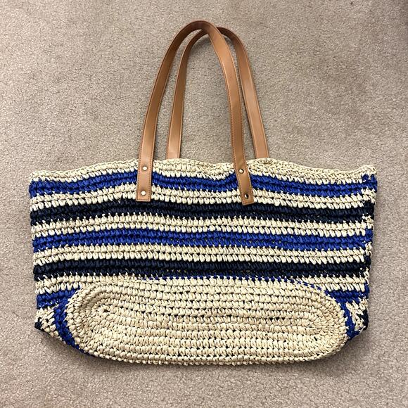 Mark & Graham Resortwear Colorful Stripe Straw Beach Slouchy Summer Tote Bag - Picture 3 of 10